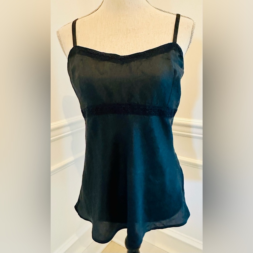 Eileen Fisher 100% Silk Black Camisole/Teddy Adjustable Straps Sexy Layering S